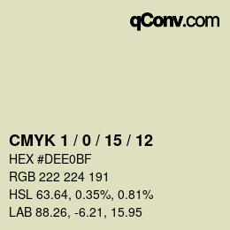 カラーコード: CMYK 1 / 0 / 15 / 12 | qconv.com