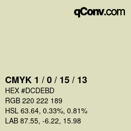 カラーコード: CMYK 1 / 0 / 15 / 13 | qconv.com
