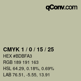 カラーコード: CMYK 1 / 0 / 15 / 25 | qconv.com
