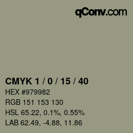 Código de color: CMYK 1 / 0 / 15 / 40 | qconv.com