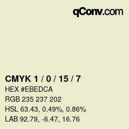 カラーコード: CMYK 1 / 0 / 15 / 7 | qconv.com