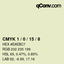 Code couleur: CMYK 1 / 0 / 15 / 8 | qconv.com