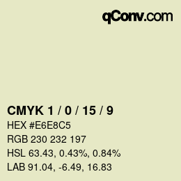 カラーコード: CMYK 1 / 0 / 15 / 9 | qconv.com