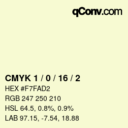 颜色代码: CMYK 1 / 0 / 16 / 2 | qconv.com