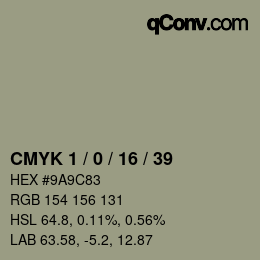 カラーコード: CMYK 1 / 0 / 16 / 39 | qconv.com