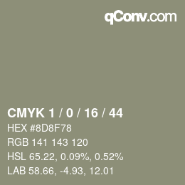 カラーコード: CMYK 1 / 0 / 16 / 44 | qconv.com