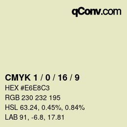颜色代码: CMYK 1 / 0 / 16 / 9 | qconv.com