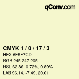 カラーコード: CMYK 1 / 0 / 17 / 3 | qconv.com