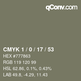 Color code: CMYK 1 / 0 / 17 / 53 | qconv.com