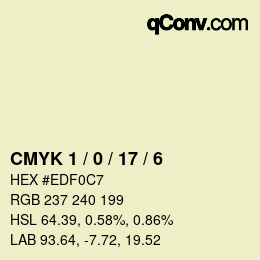 颜色代码: CMYK 1 / 0 / 17 / 6 | qconv.com