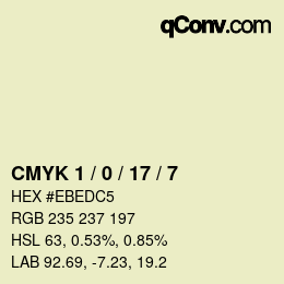 Color code: CMYK 1 / 0 / 17 / 7 | qconv.com