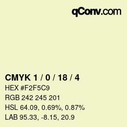 颜色代码: CMYK 1 / 0 / 18 / 4 | qconv.com