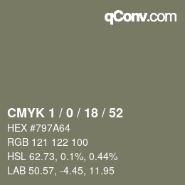 颜色代码: CMYK 1 / 0 / 18 / 52 | qconv.com