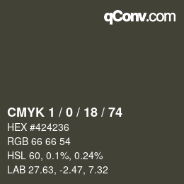 カラーコード: CMYK 1 / 0 / 18 / 74 | qconv.com