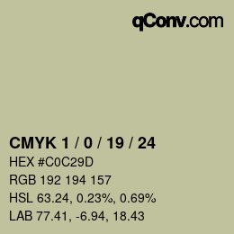 カラーコード: CMYK 1 / 0 / 19 / 24 | qconv.com