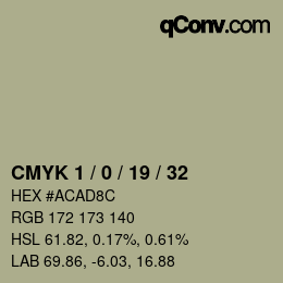 カラーコード: CMYK 1 / 0 / 19 / 32 | qconv.com