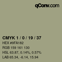 Farbcode: CMYK 1 / 0 / 19 / 37 | qconv.com