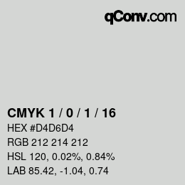 Code couleur: CMYK 1 / 0 / 1 / 16 | qconv.com