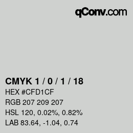 カラーコード: CMYK 1 / 0 / 1 / 18 | qconv.com