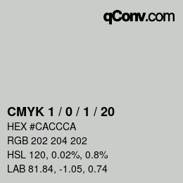 カラーコード: CMYK 1 / 0 / 1 / 20 | qconv.com