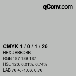 Color code: CMYK 1 / 0 / 1 / 26 | qconv.com