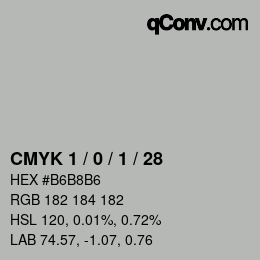 Color code: CMYK 1 / 0 / 1 / 28 | qconv.com