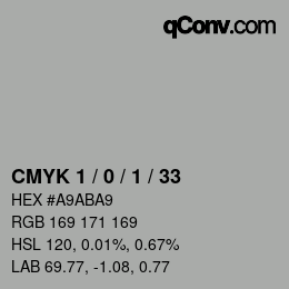 Código de color: CMYK 1 / 0 / 1 / 33 | qconv.com