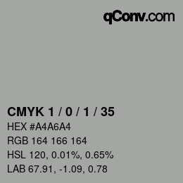 カラーコード: CMYK 1 / 0 / 1 / 35 | qconv.com