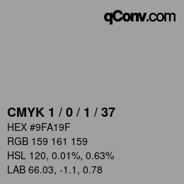 Code couleur: CMYK 1 / 0 / 1 / 37 | qconv.com