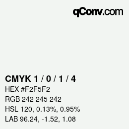 Código de color: CMYK 1 / 0 / 1 / 4 | qconv.com