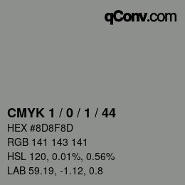 カラーコード: CMYK 1 / 0 / 1 / 44 | qconv.com