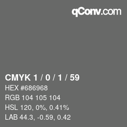 カラーコード: CMYK 1 / 0 / 1 / 59 | qconv.com