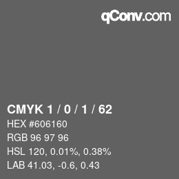 Color code: CMYK 1 / 0 / 1 / 62 | qconv.com