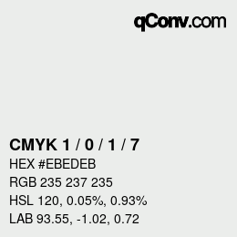 カラーコード: CMYK 1 / 0 / 1 / 7 | qconv.com