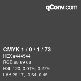 颜色代码: CMYK 1 / 0 / 1 / 73 | qconv.com
