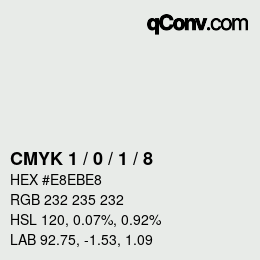 颜色代码: CMYK 1 / 0 / 1 / 8 | qconv.com