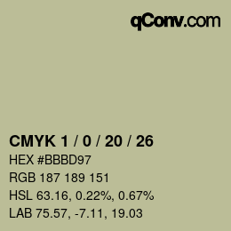 カラーコード: CMYK 1 / 0 / 20 / 26 | qconv.com