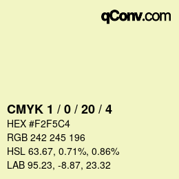 カラーコード: CMYK 1 / 0 / 20 / 4 | qconv.com