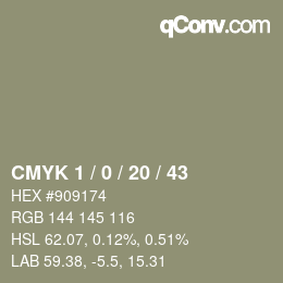 カラーコード: CMYK 1 / 0 / 20 / 43 | qconv.com