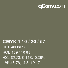 カラーコード: CMYK 1 / 0 / 20 / 57 | qconv.com