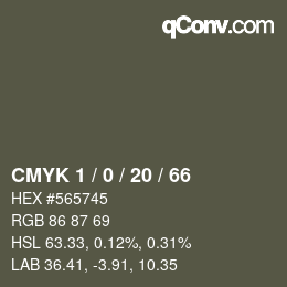 カラーコード: CMYK 1 / 0 / 20 / 66 | qconv.com