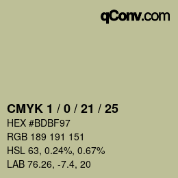 カラーコード: CMYK 1 / 0 / 21 / 25 | qconv.com