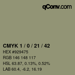 カラーコード: CMYK 1 / 0 / 21 / 42 | qconv.com