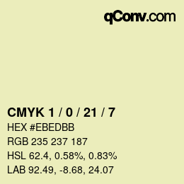 カラーコード: CMYK 1 / 0 / 21 / 7 | qconv.com