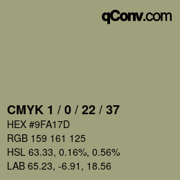 Farbcode: CMYK 1 / 0 / 22 / 37 | qconv.com