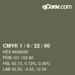 カラーコード: CMYK 1 / 0 / 22 / 60 | qconv.com