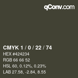 カラーコード: CMYK 1 / 0 / 22 / 74 | qconv.com
