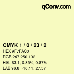 カラーコード: CMYK 1 / 0 / 23 / 2 | qconv.com