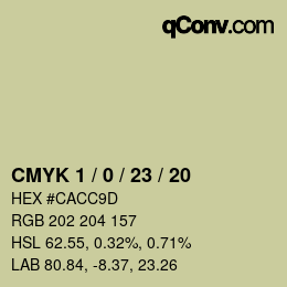 カラーコード: CMYK 1 / 0 / 23 / 20 | qconv.com