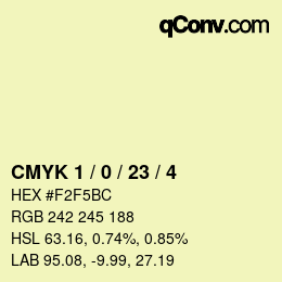 カラーコード: CMYK 1 / 0 / 23 / 4 | qconv.com